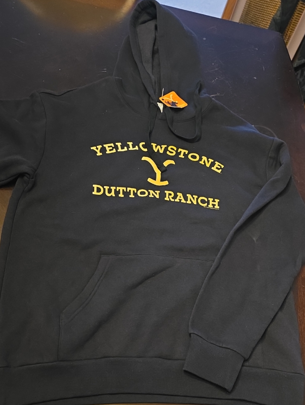 YELLOWSTONE DUTTON RANCH Alternative Black Hoodie with Orange Tag